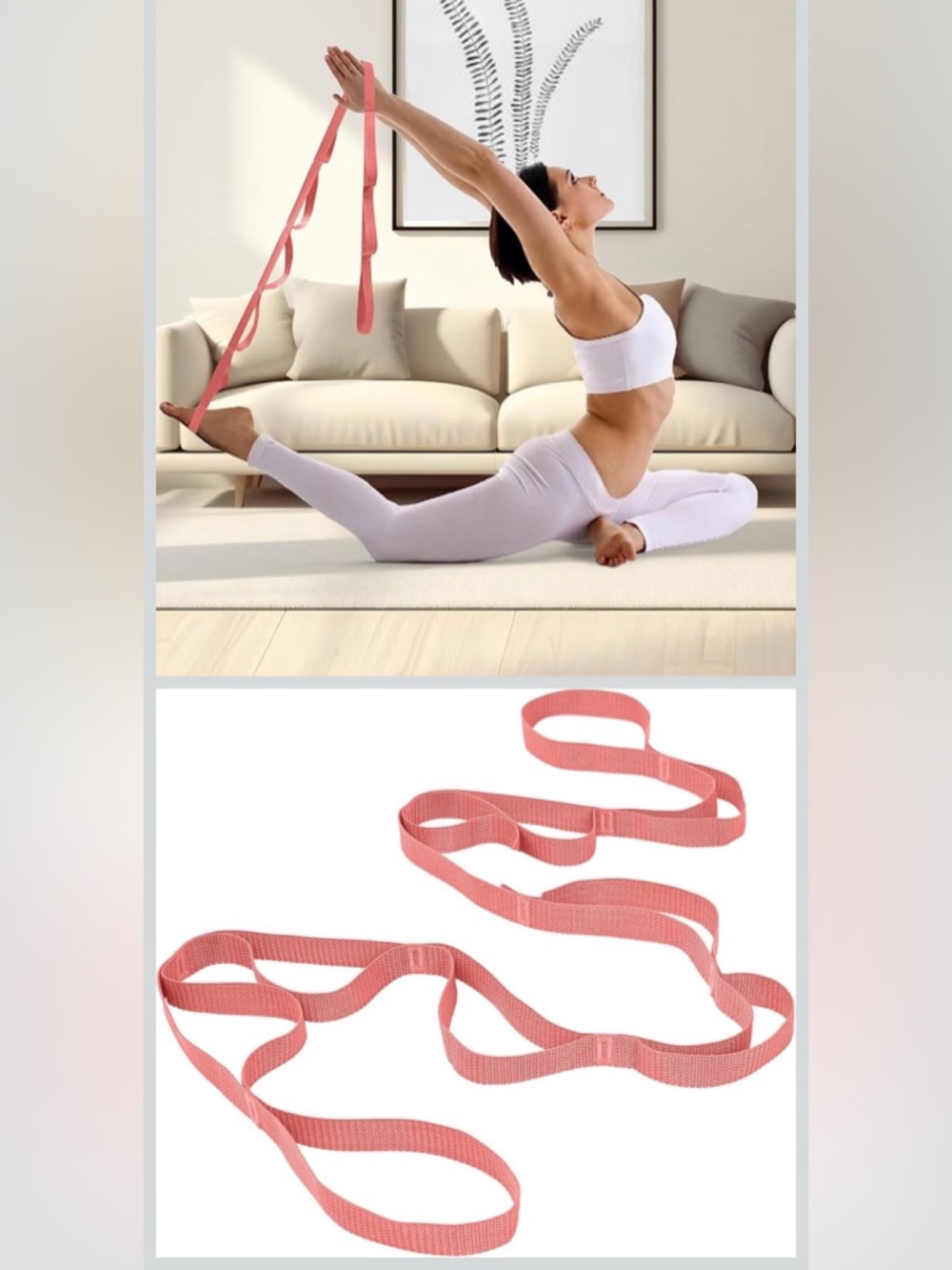 Yoga Stretch Strap - Pink Multi-Loop Flex Strap